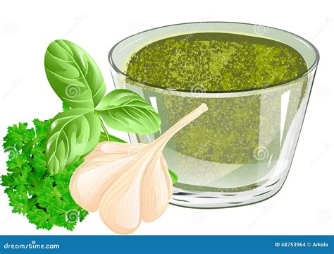 Basil Pesto Stock Vector Illustration Of Kitchen Recipe 48753964