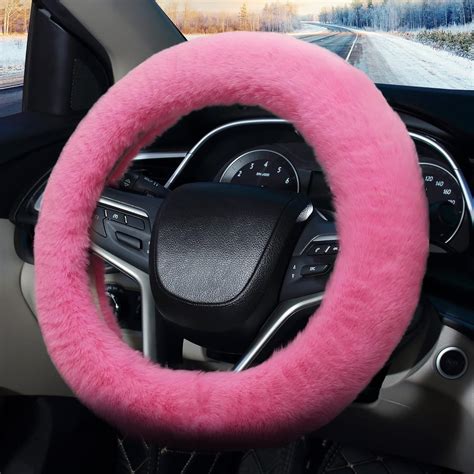 Pahajim Fluffy Steering Wheel Covers Soft Furry Car Anti Skid Plush