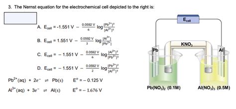 Solved The Nernst Equation For The Electrochemical Cell Chegg