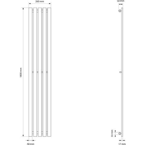 ECD Germany Stella Design Radiador De Panel 260 X 1800 Mm Blanco