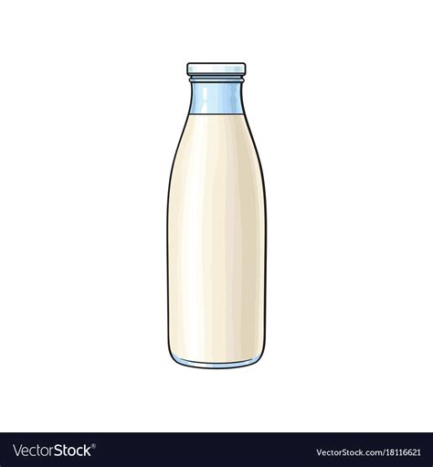 Cartoon Glass Bottle Milk Royalty Free Vector Image