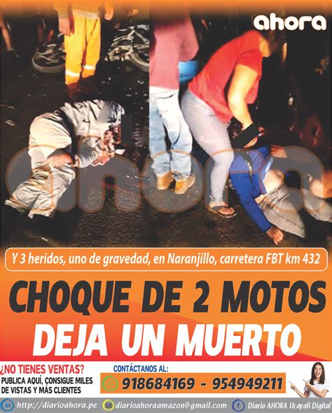 CHOQUE DE 2 MOTOS DEJA UN MUERTO Diario Ahora