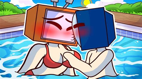 ¡titan Tv Man Y Tv Woman Se Besan En La Piscina 💖😳💦 ¿beso Romantico 😍