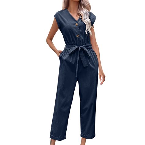 Ehqjnj Female Full Body Jumpsuit Plus Size Flare Pants Summer 2024 Sleeveless V Neck Jumpsuit