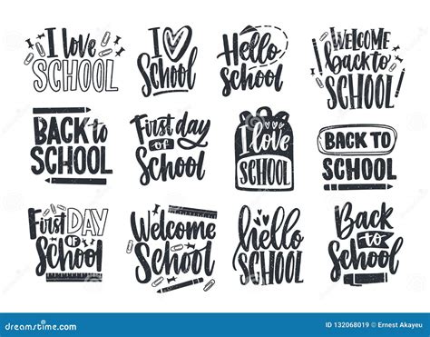 Set Of Back To School Lettering Handwritten With Elegant Calligraphic