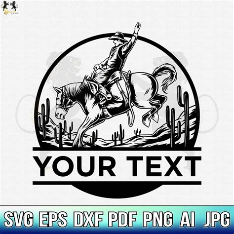 Cowboy Name Frame Svg Cowboy Svg Rodeo Svg Riding Horse Svg Western