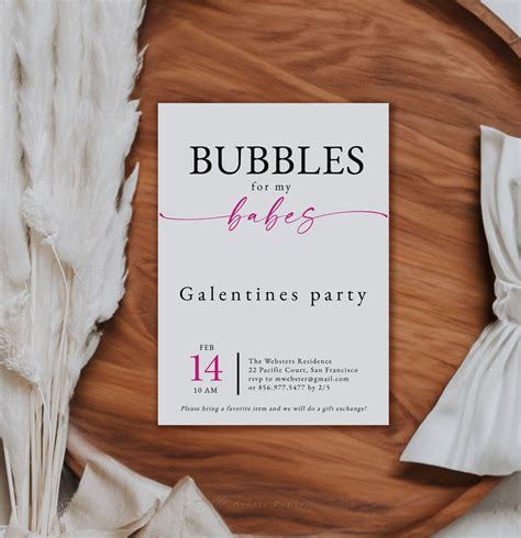 Galentine S Day Invitation Template Bubbles For My Babes Galentines