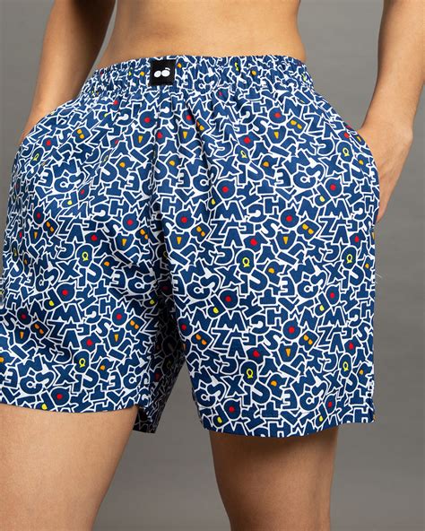 Buy Women S Blue All Over Printed Boxer Shorts Online At Bewakoof