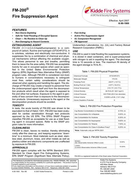 PDF FM 200 Fire Suppression Agent A UTC Fire Security Company MSDS