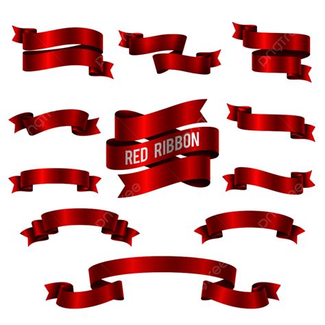 Red Ribbon Banner Vector Art Png Silk Red 3d Ribbon Banners Vector Set