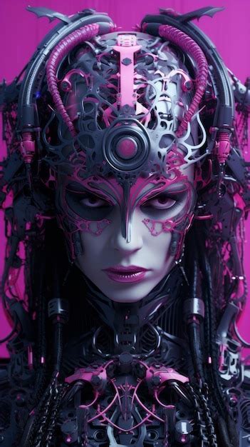 Premium Ai Image A Woman With Pink Hair And A Robot Head