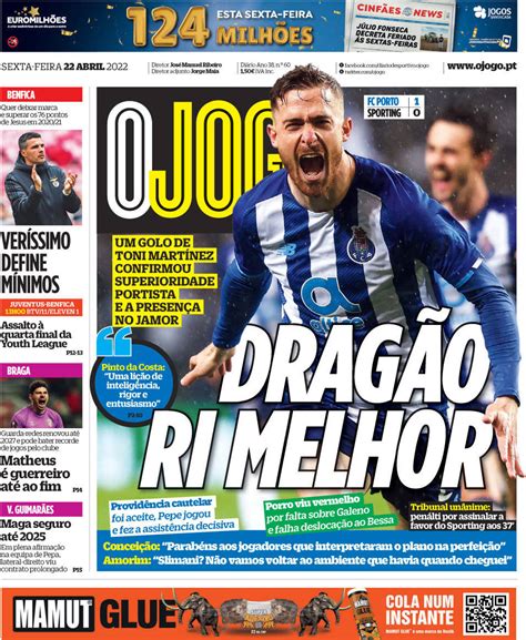 Capa Jornal O Jogo Abril Capasjornais Pt