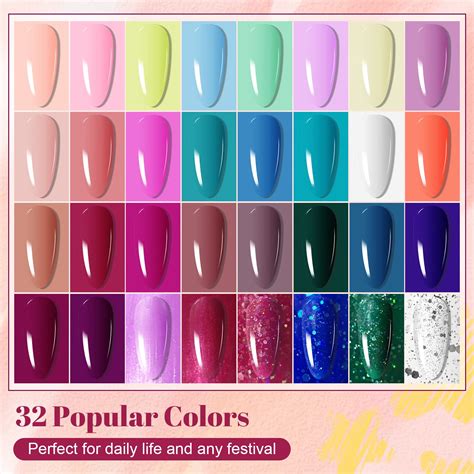 Jodsone 35 Pcs Gel Nail Polish Starter Kit Uv Light And Dark Series Gel Nail Set No Wipe Base