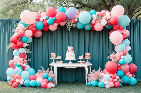 Premium Photo Whimsical Balloon Garland Backdrop