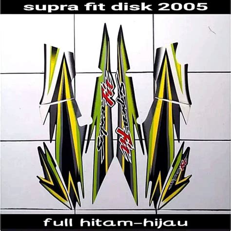 Jual Stiker Striping Motor Supra Fit Disk 2005 HITAM HIJAU Sticker Lis