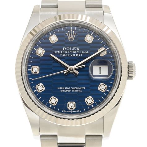 Rolex Datejust Bright Blue Fluted Motif Diamond Dial Automatic Men S