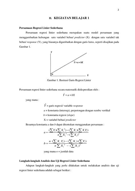Uji Regresi Sederhana Ii Kegiatan Belajar Persamaan Regresi Linier