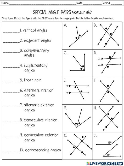 Special Angle Pairs Notes Lindsay Bowden Worksheets Library