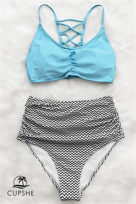 Sky Blue Bikini Set High Waisted Bikini Bikini Set High Waist