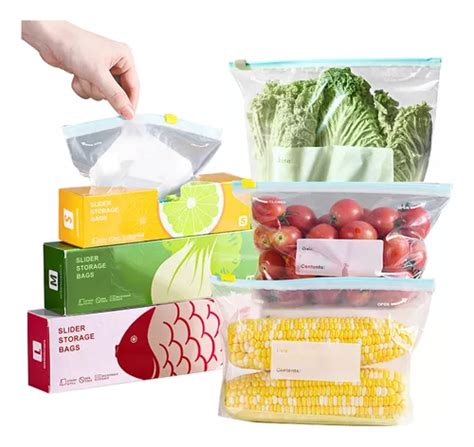 Bolsa Ziploc Con Slider Bolsas Reutilizables Para Alimentos Meses Sin