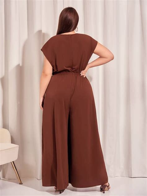 SHEIN Privé Jumpsuit de pierna ancha con cremallera trasera sin