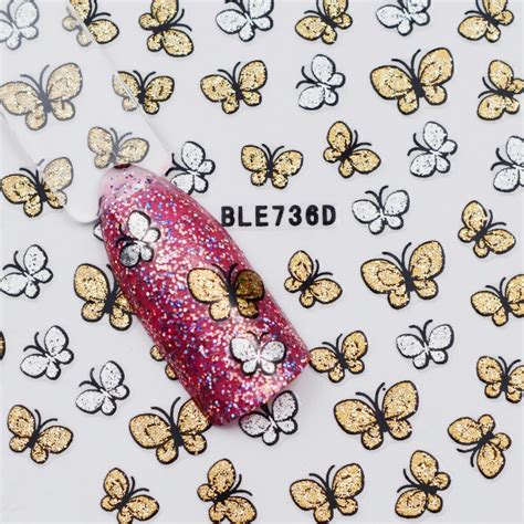 3D Butterfly Nail Art Shinning Glitter Stickers DIY Stickers for Nail ...