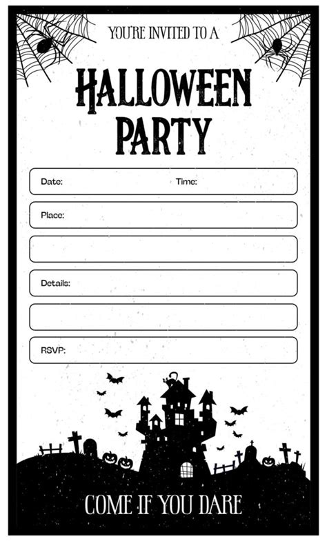 Printable Halloween Birthday Invitations Black And White Printable Jd