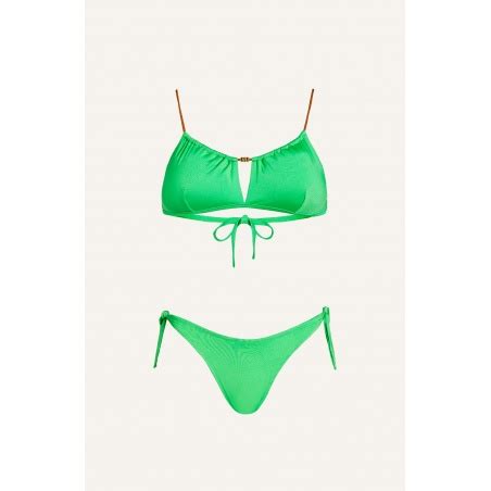 Bikini Fascia Spalline Alcantara Tinta Unita Taglia S Colore Verde Slip