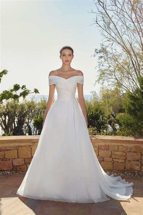 Style Mikado A Line Bridal Gown With Plunging Bikini Neckline