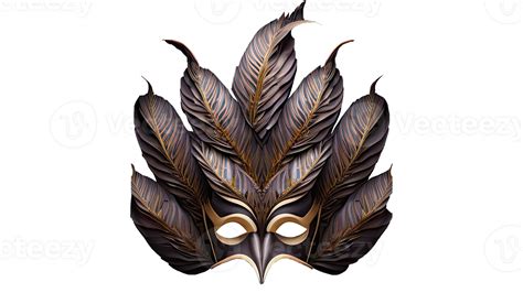 D Render Of Attractive Carnival Mask With Feathers Icon Png