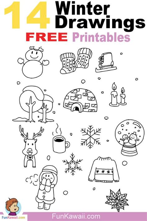 Lets Draw Winter Doodles Free Printable Sheets Drawing Videos For