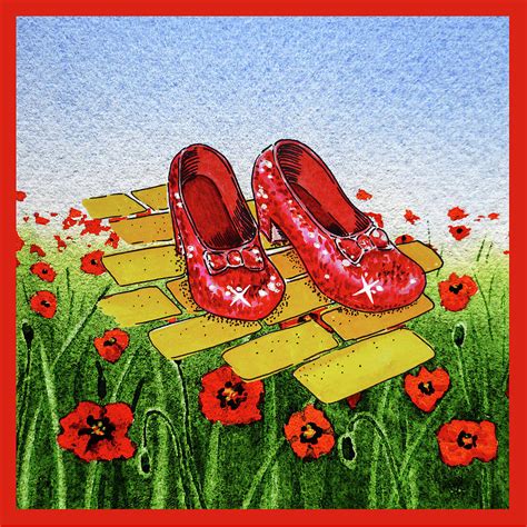 Ruby Slippers Yellow Brick Road Wizard Of Oz Painting By Irina Sztukowski Pixels