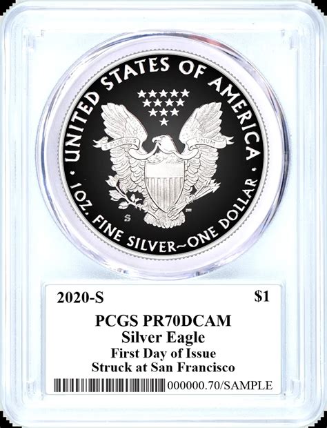 S Proof Silver Eagle Pcgs Pr Dcam First Day Of Issue Mercanti