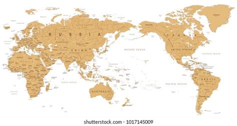 World Map Retro Color Pacific Centred Stock Vector Royalty Free 1289493787 Shutterstock