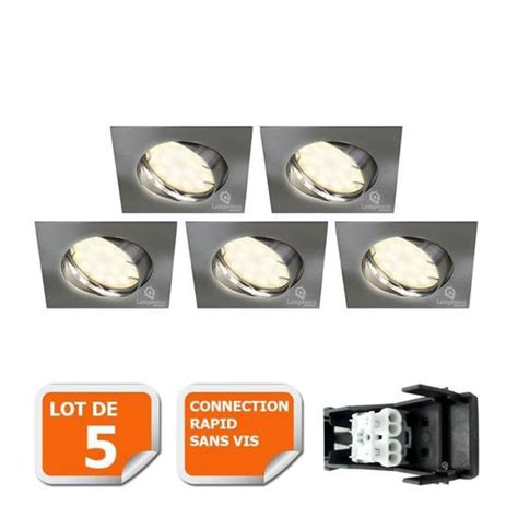 Spot encastrable orientable LED carré alu brossé GU10 230V