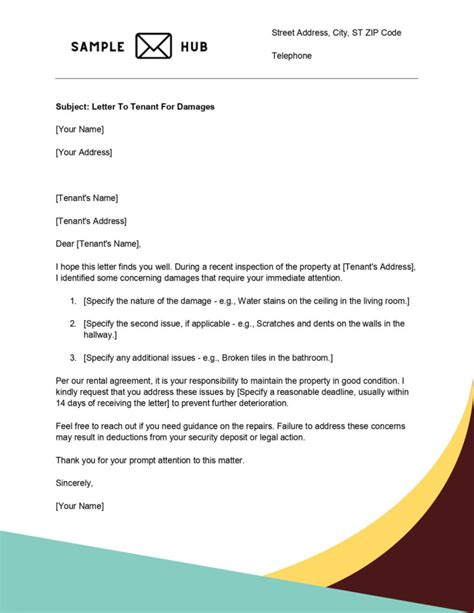 Letter To Tenant For Damages Sample Letter Hub