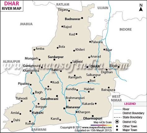 Dhar River Map Showing Rivers Which Flows In And Out Side Of District