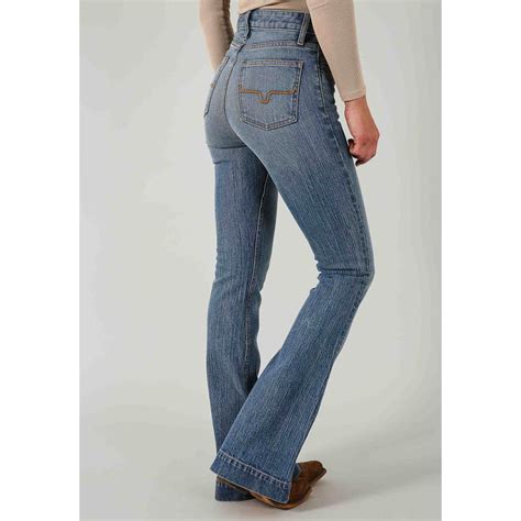 Kimes Ranch Women S Dark Wash Jennifer High Rise Wide Flare Jeans W