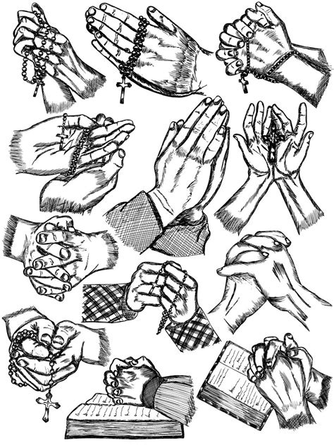 Several Hands Are Shown In Black And White