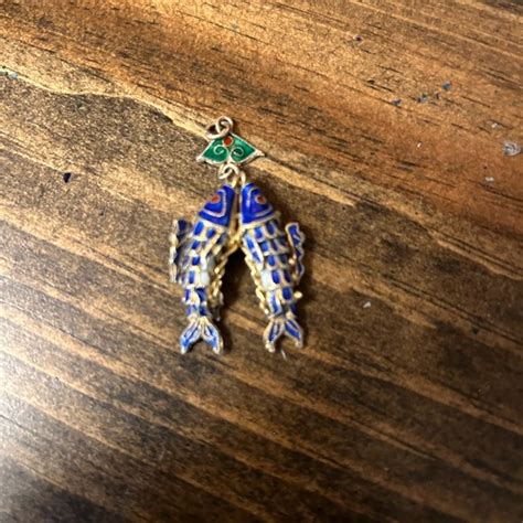 Vintage Jewelry Vintage Articulated Blue Enamel Koi Pendant