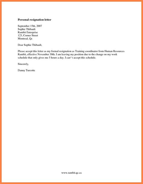 Sample Resignation Letter Reason For Leaving