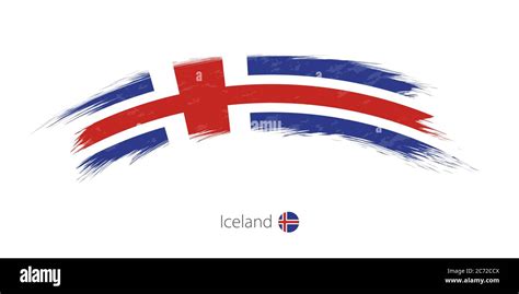 Flag Of Iceland In Rounded Grunge Brush Stroke Vector Illustration