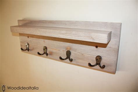 Rustic Wood Wall Mounted Coat Hooks Cast Iron Hooks Brushed - Etsy