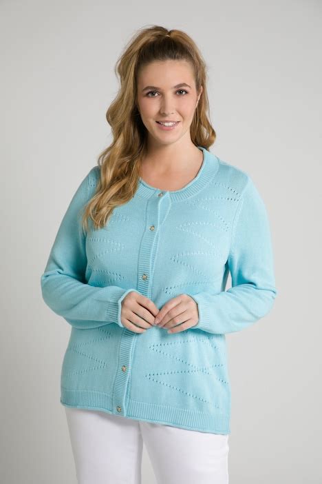 Pointelle Button Front Lightweight Fine Knit Cardigan Sweater