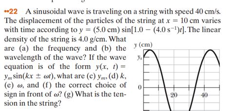 Solved ∙22 A Sinusoidal Wave Is Traveling On A String With