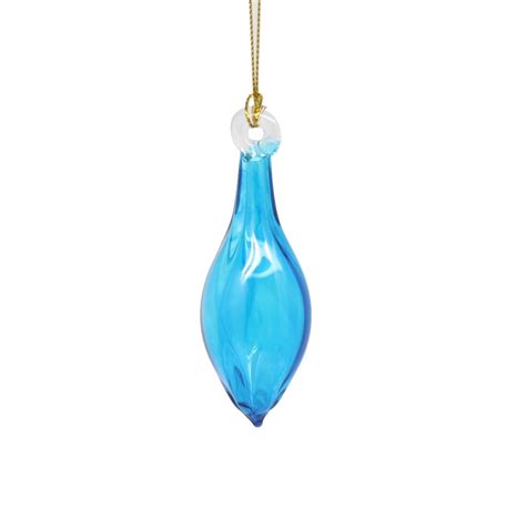 Egyptian Museum 1Pack Blown Glass Teardrop Ornament Turquoise Mid