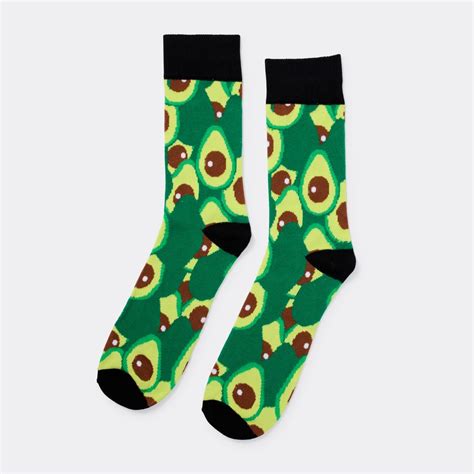 Brilliant Basics Mens Novelty Avocado Print Crew Socks Green Big W