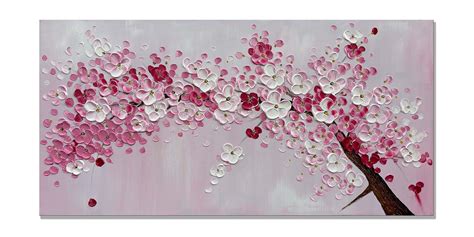 Paintings Cherry Blossom Tree, Hand Painted 3D Wall Art for Living Room ...