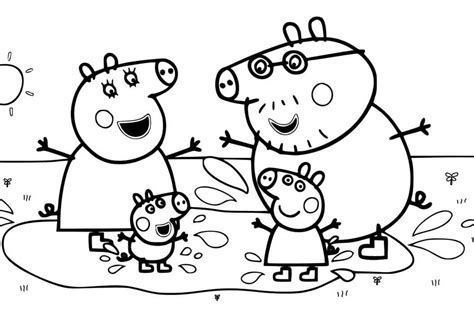 Peppa Pig Family Having Fun Coloring Page - Free Printable Coloring ...