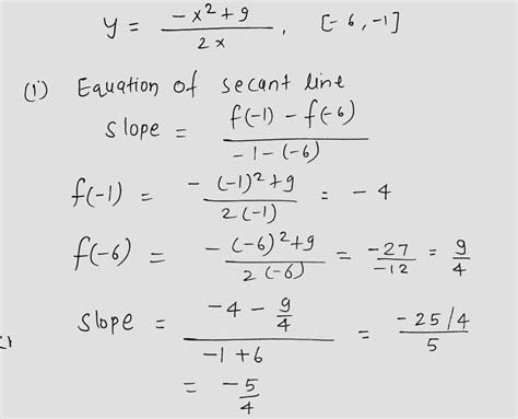 Solved Write The Equation Of The Secant Line For The Given Interval